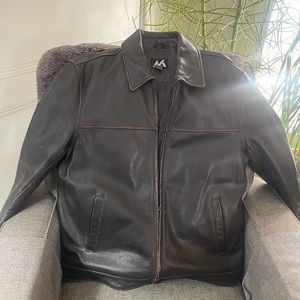 Distressed leather coat